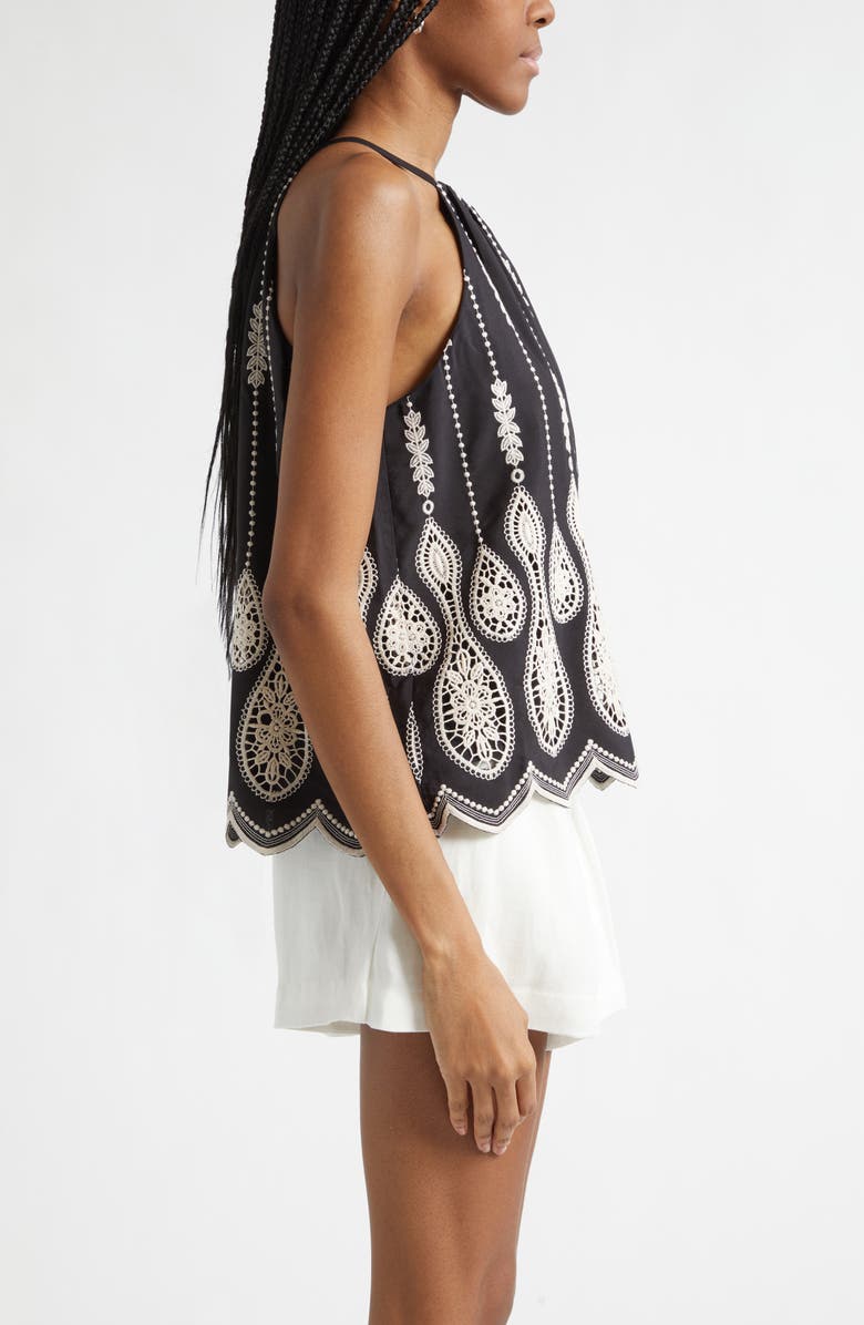 Ramy Brook Selina Embroidered Top, Alternate, color, Black Lace