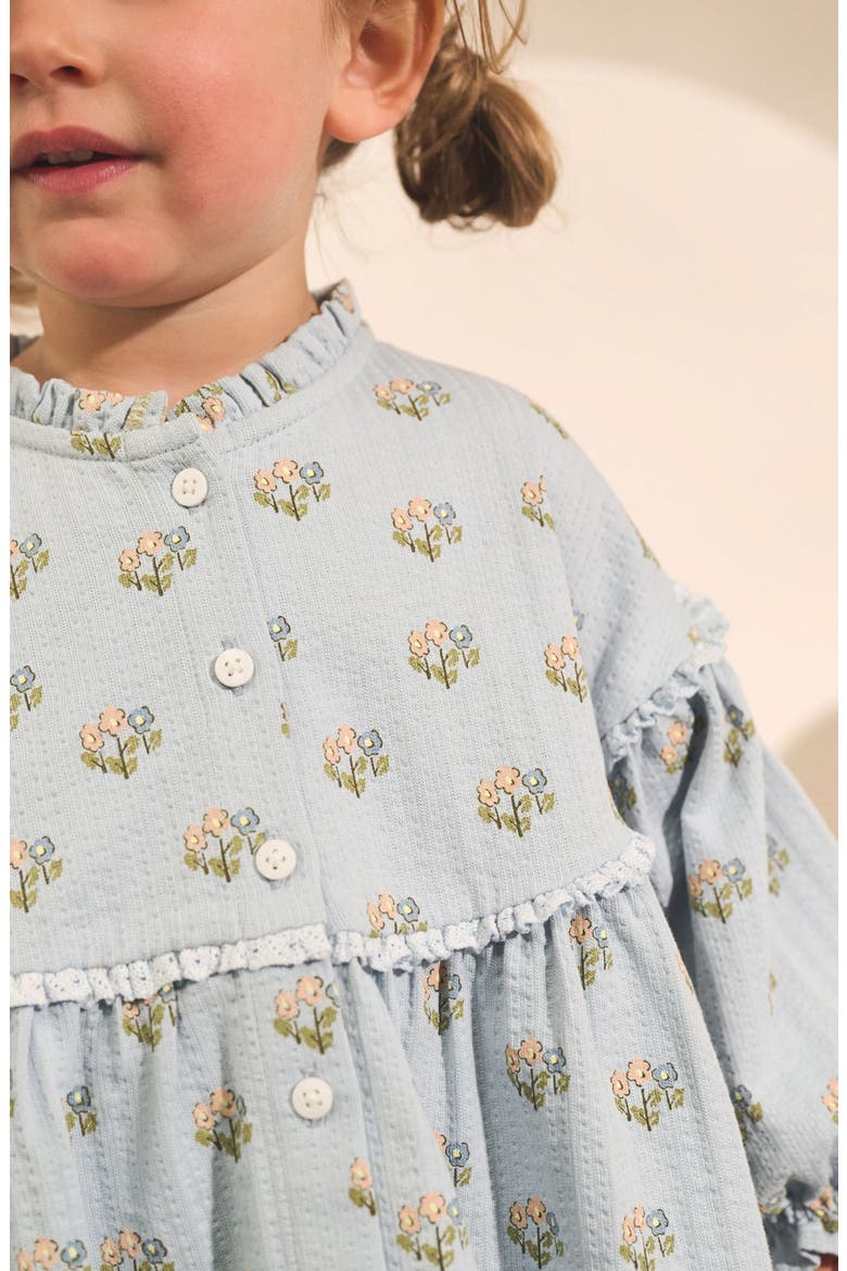 Kids' Floral Long Sleeve Cotton Dress, Alternate, color, BLUE