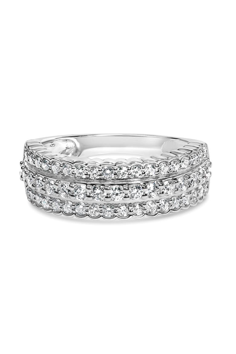 Silver 1.0 cttw Lab Grown Diamond 3 Row Band Ring, Main, color, White
