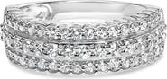 Haus of Brilliance Silver 1.0 cttw Lab Grown Diamond 3 Row Band Ring