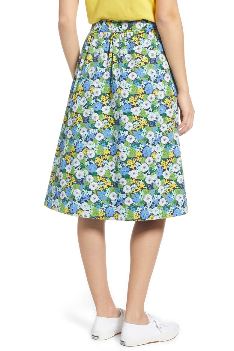 Pull-On Poplin Skirt, Alternate, color, BLUE PALM FLORAL