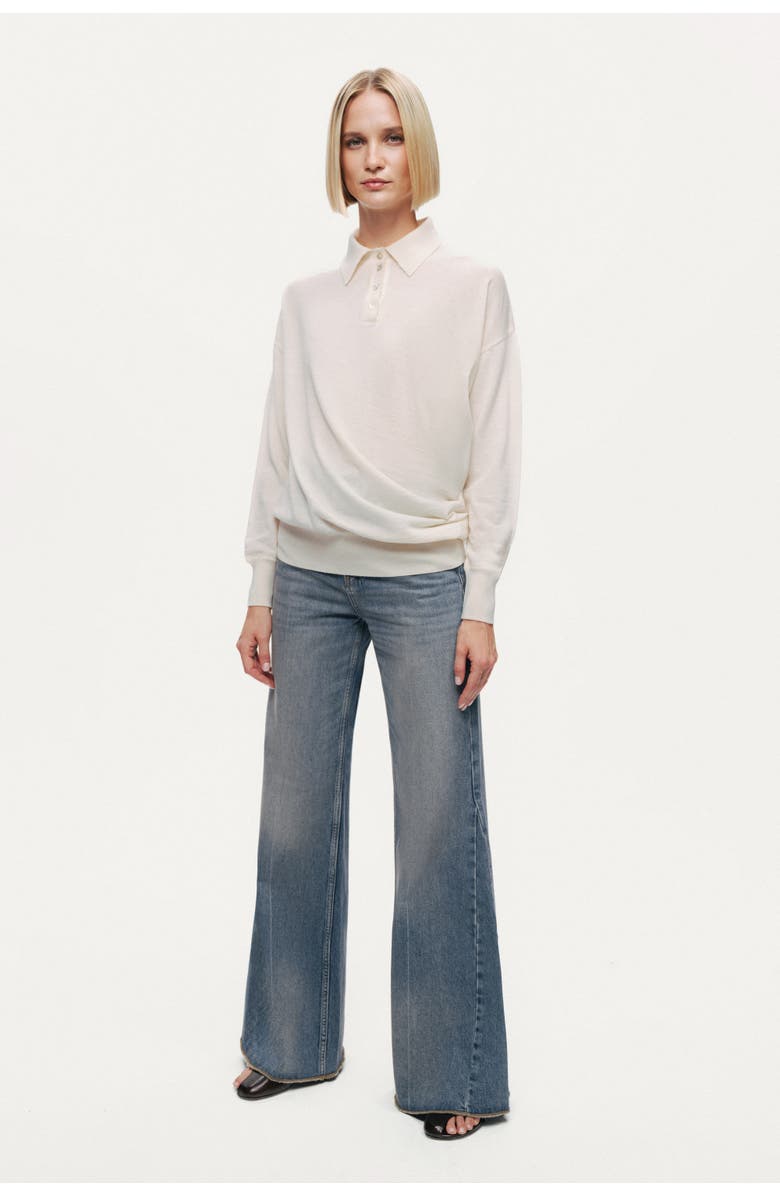 Nocturne Relaxed Polo Knit Sweater, Alternate, color, Ivory