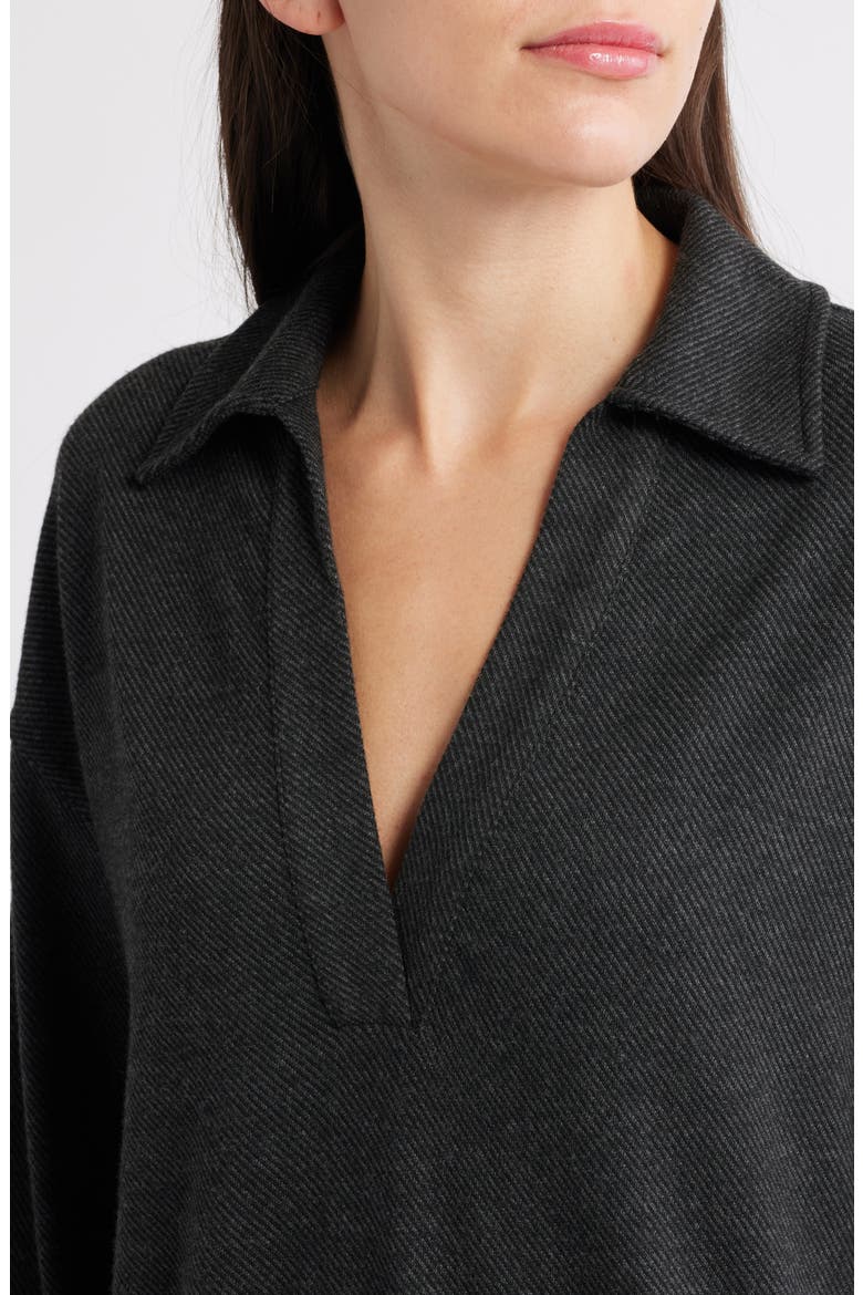 Legend Hudson Long Sleeve Polo Sweater Dress, Alternate, color, HEATHERED BLACK TWILL