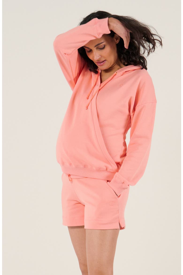 Maternity and Nursing Hoodie Coconut, Alternate, color, Apricot