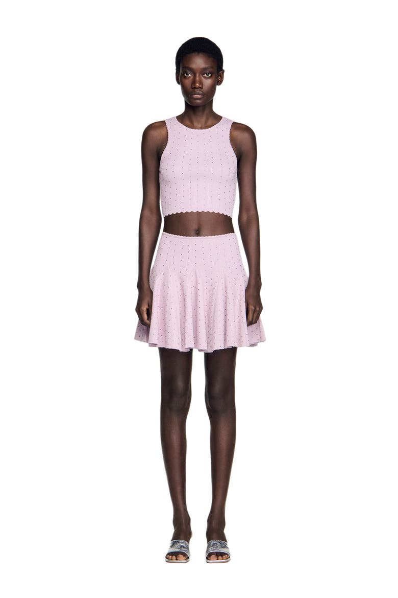 Rhinestone knit crop top, Main, color, Mauve