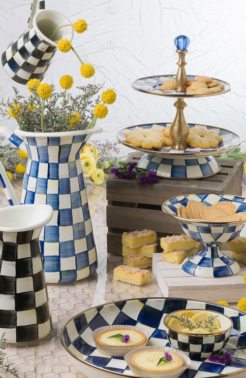 Mackenzie-childs Royal Check Enamel Two Tier Sweet Stand