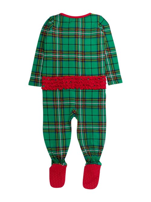 Rufflebutts Modal Blend Ruffle One Piece Footie Pajamas In Green