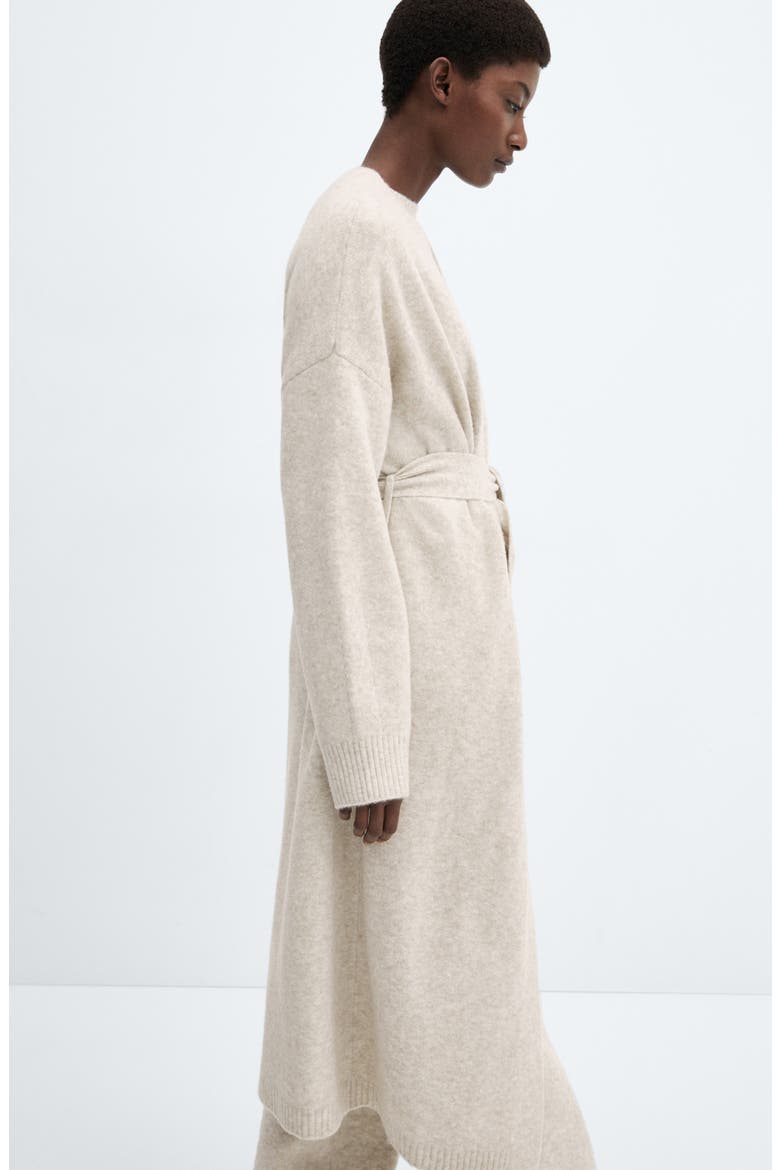 Longline Tie Belt Cardigan, Alternate, color, LIGHT BEIGE