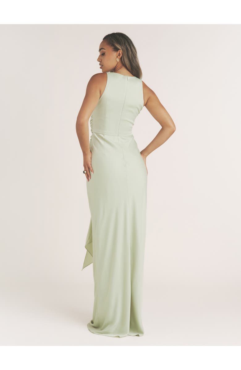 Six Stories Abigail Halter Neck Knot Detail Dress, Alternate, color, Sage