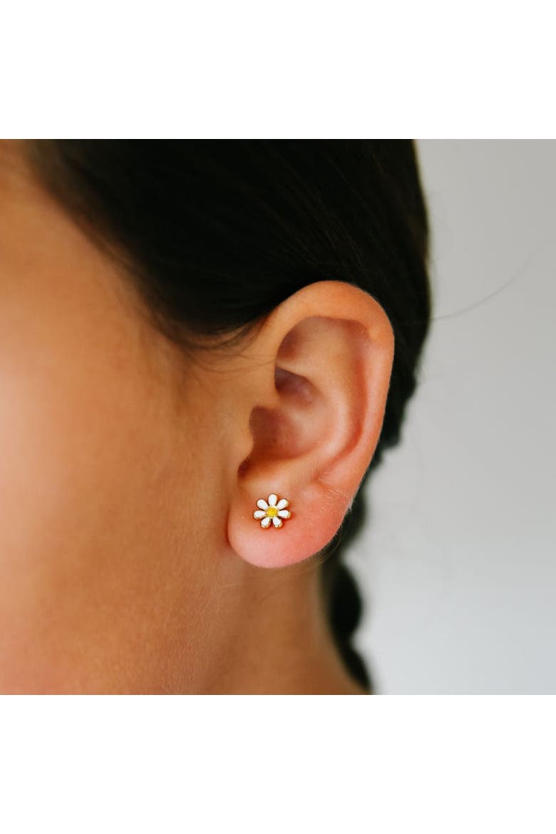Daisy Stud Earrings, Alternate, color, White