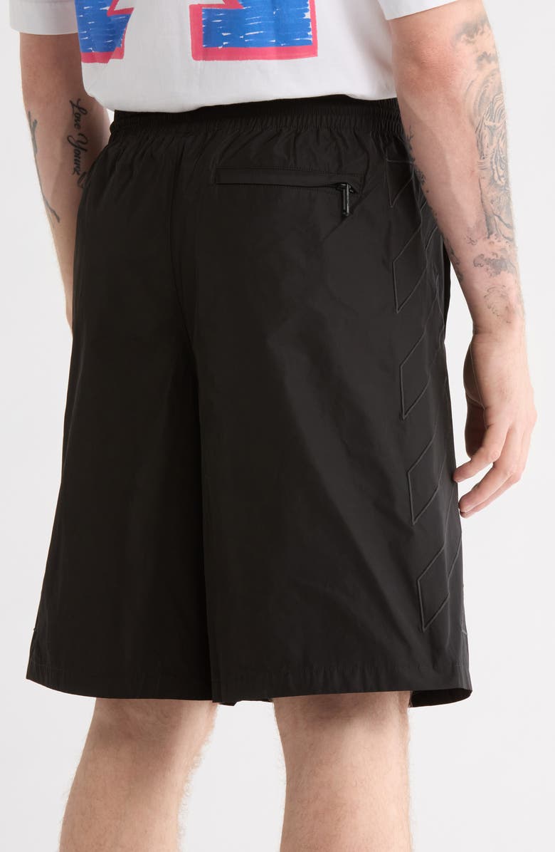 Off-White Diagonal Outline Track Shorts, Alternate, color, Black