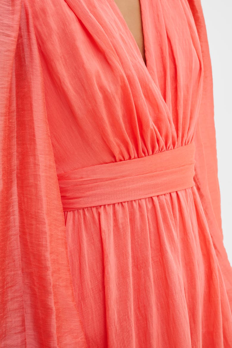 Jadie V-neck Ruffled Mini Dress, Alternate, color, Coral