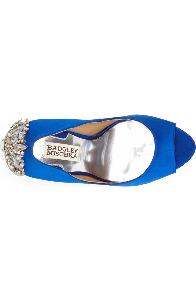 Badgley Mischka Collection Kiara Crystal Back Open Toe Pump, Alternate, color, Sapphire Satin