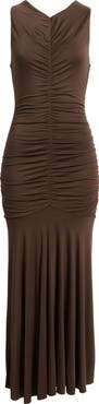 Open Edit Ruched Sleeveless Maxi Dress