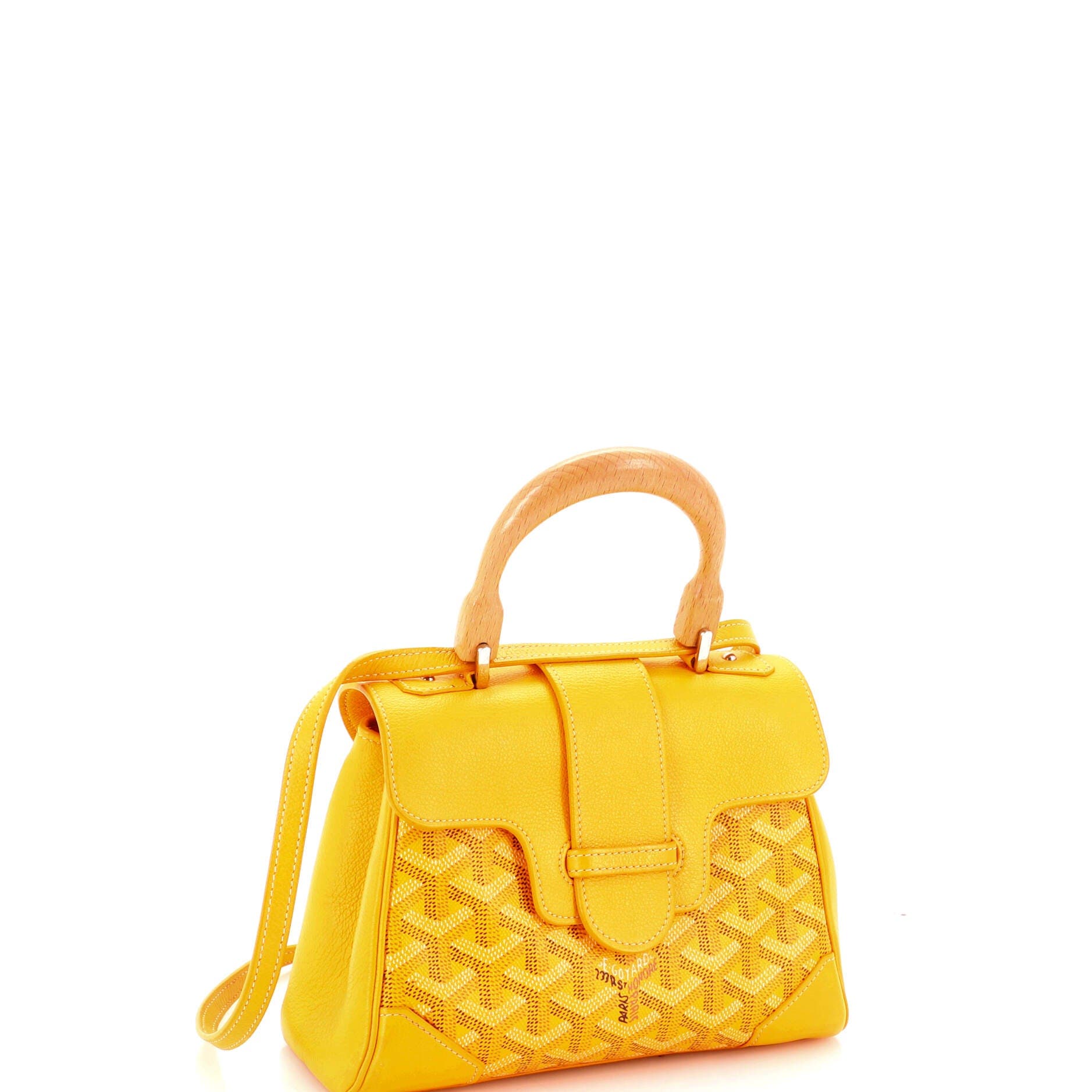 Saigon Top Handle Bag Coated Canvas with Leather Mini, Alternate, color, Yellow