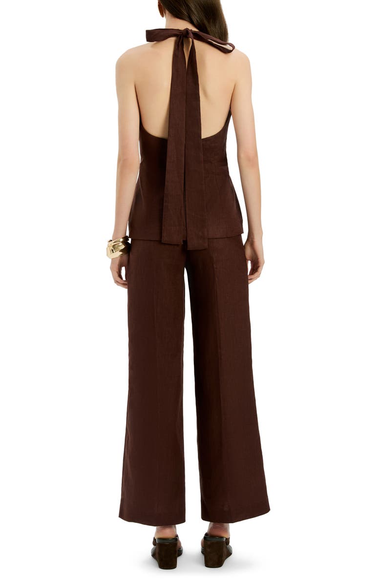 Bardot Geordy Wide Leg Linen Pants, Alternate, color, Chocolate