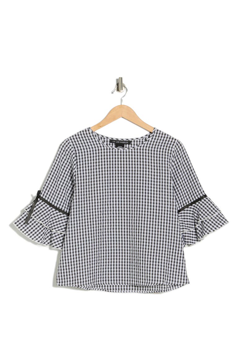 Seersucker Top, Alternate, color, BLACK/ WHITE