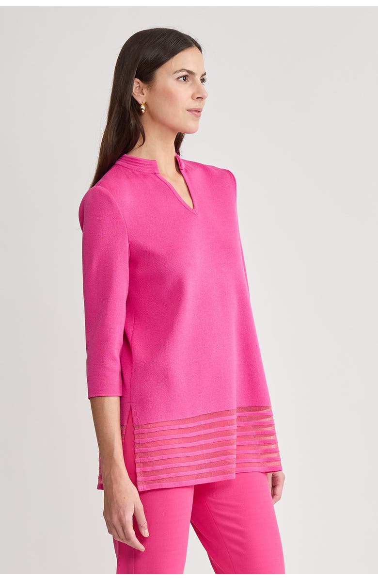 Ming Wang Relaxed Burnout Hem Soft Knit Tunic, Alternate, color, Carmine Rose