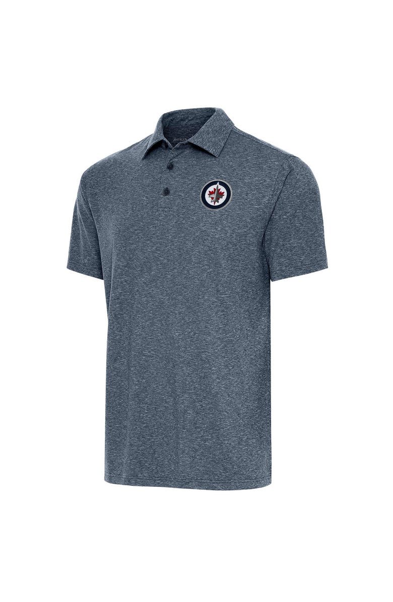 ANTIGUA Men's Antigua  Heather Navy Winnipeg Jets Par Polo, Main, color, 