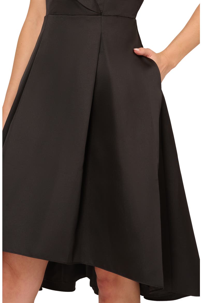 Box Pleat High-Low Mikado Dress, Alternate, color, BLACK