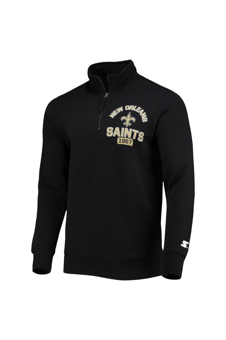 Men's Starter Black New Orleans Saints Heisman Quarter-Zip Jacket, Alternate, color, Black