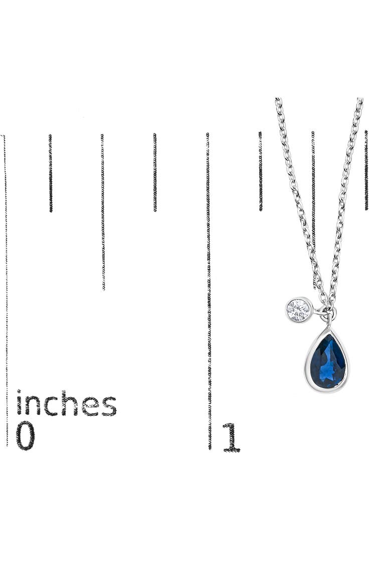 14K White Gold Pear Blue Sapphire and Diamond Charm Pendant Necklace, Alternate, color, White