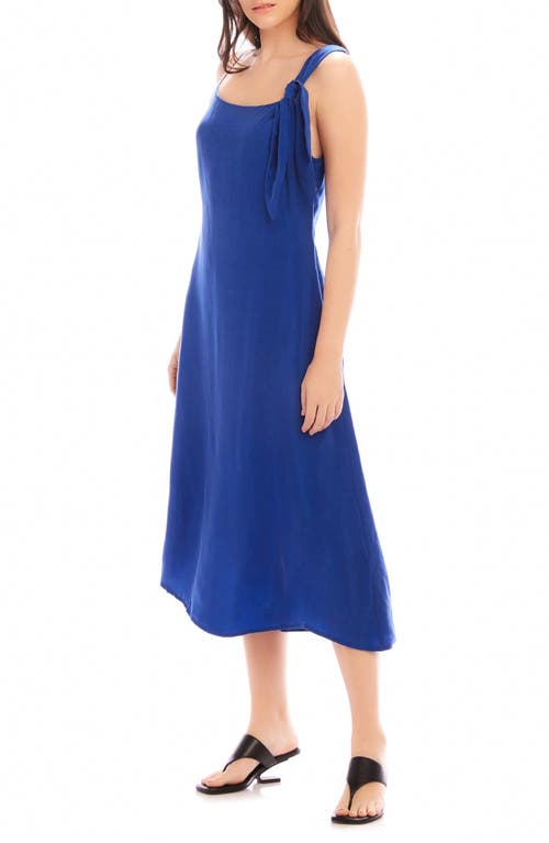 Shop Fifteen Twenty Serewna Asymmetric Strap Midi Dress In Marine Blue