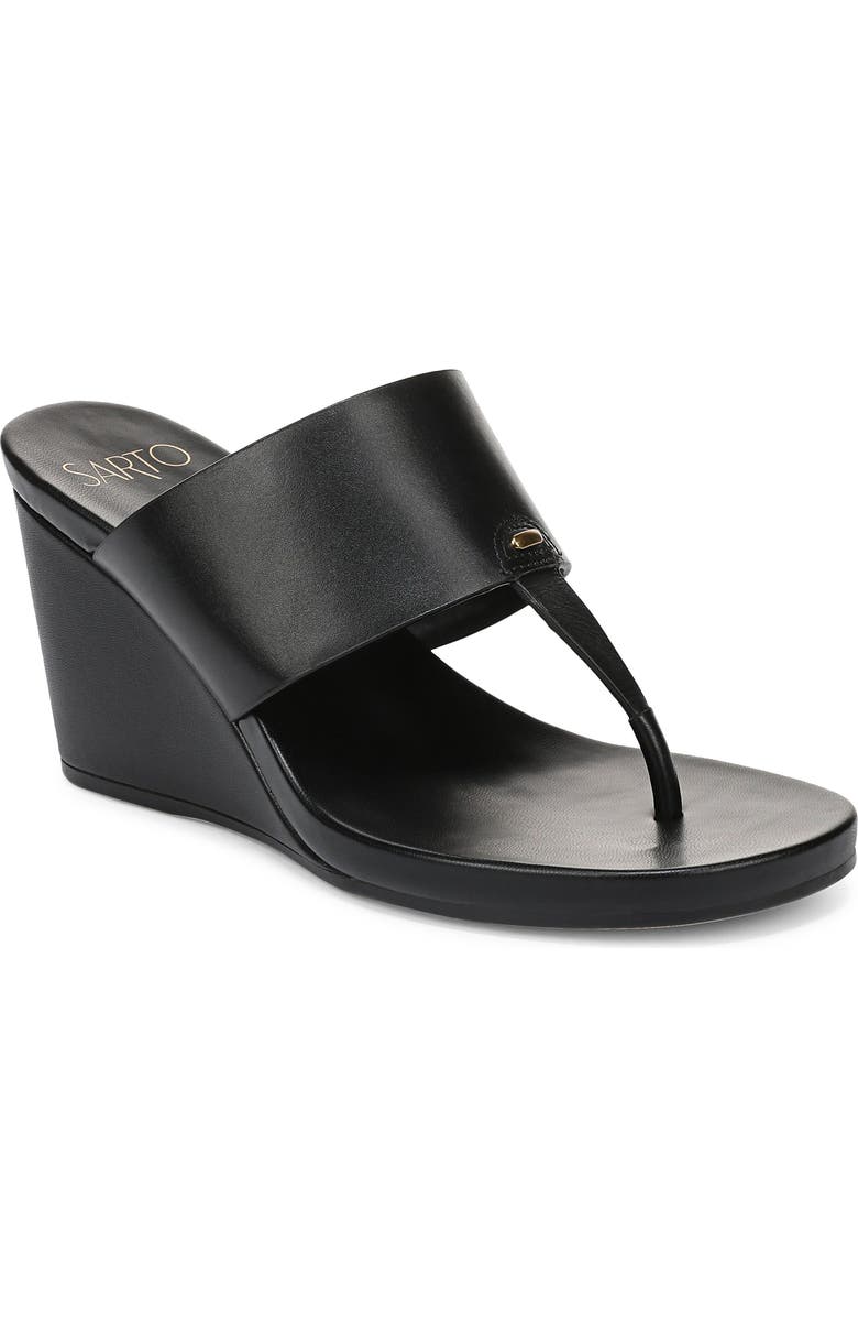 SARTO by Franco Sarto Talea Genuine Calf Hair Wedge Sandal, Main, color, Black