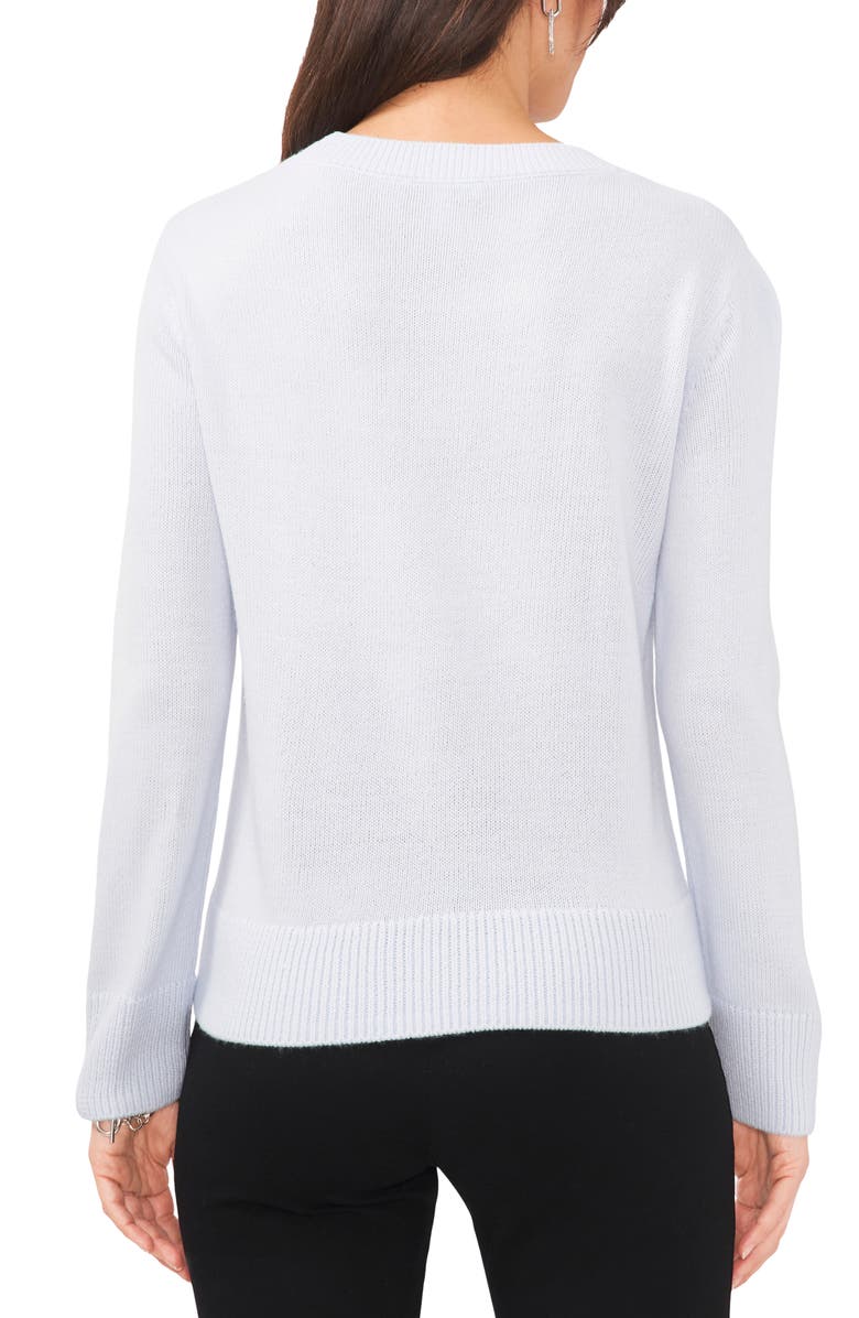 Chaus Rhinestone Crewneck Sweater, Alternate, color, Frozen