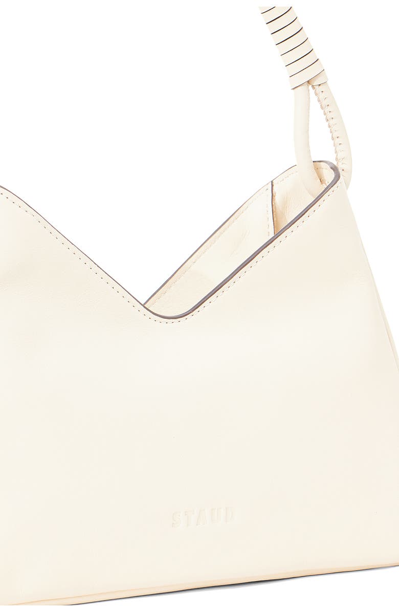 STAUD Valerie Leather Shoulder Bag, Alternate, color, Cream