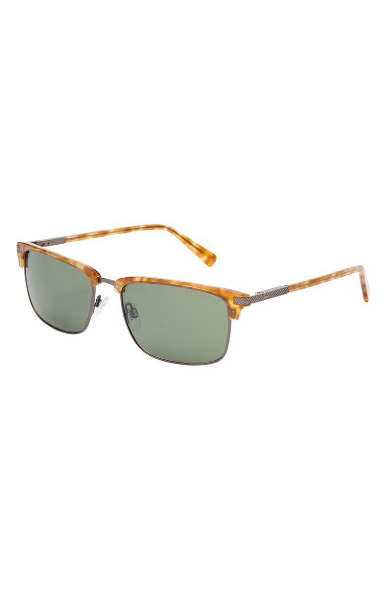 Ted Baker London Clubmaster 57mm Full Rim Polarized Sunglasses, Alternate, color, Honey Tortoise