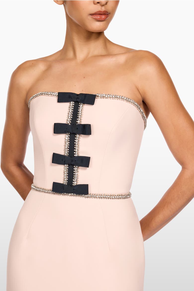 Odette Bow Embellished Midi Dress, Alternate, color, Morganite