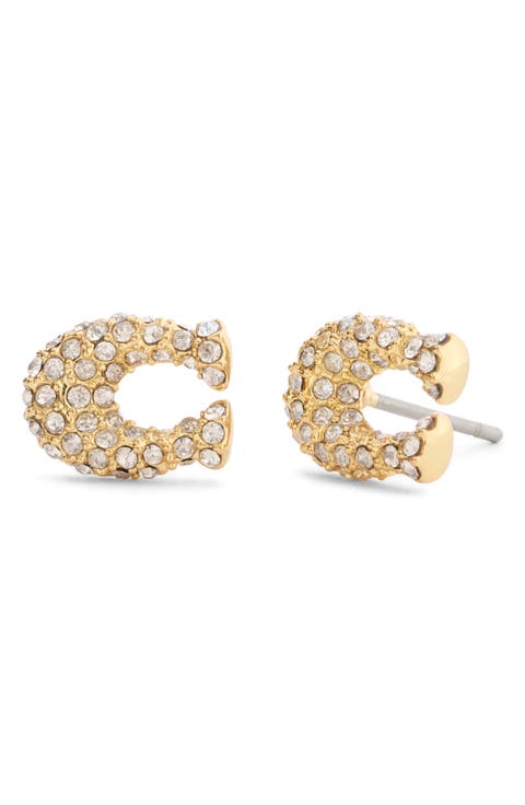 Pavé Signature C Stud Earrings