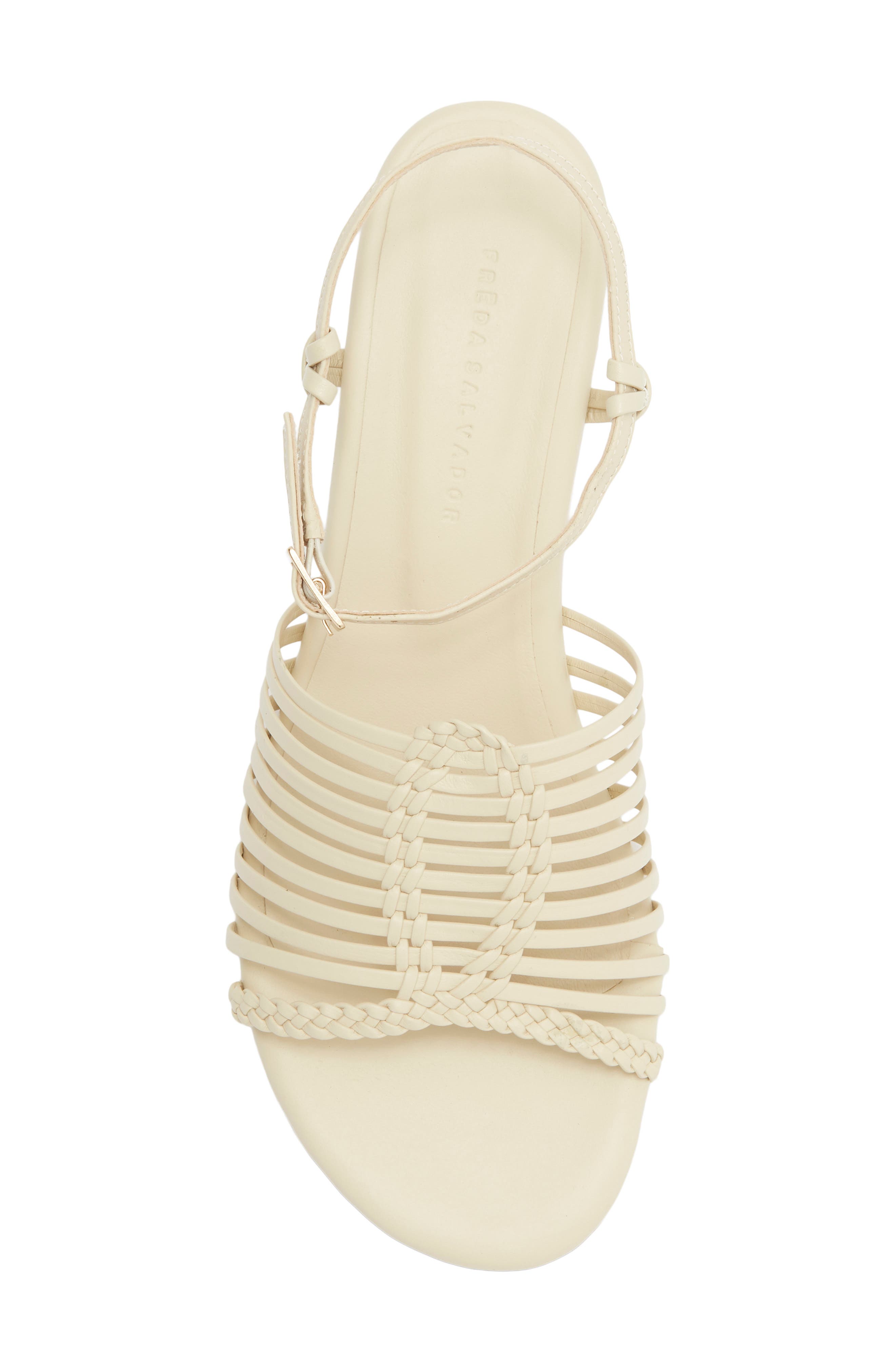 Freda Salvador Judy Woven Block Heel Sandal, Alternate, color, Vanilla Calf