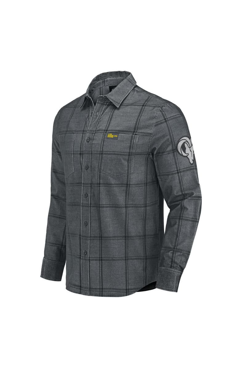 Darius Rucker Collection by Fanatics Men's Darius Rucker Collection by Fanatics Gray Los Angeles Rams Micro Corduroy Plaid Button Up Shirt, Alternate, color,