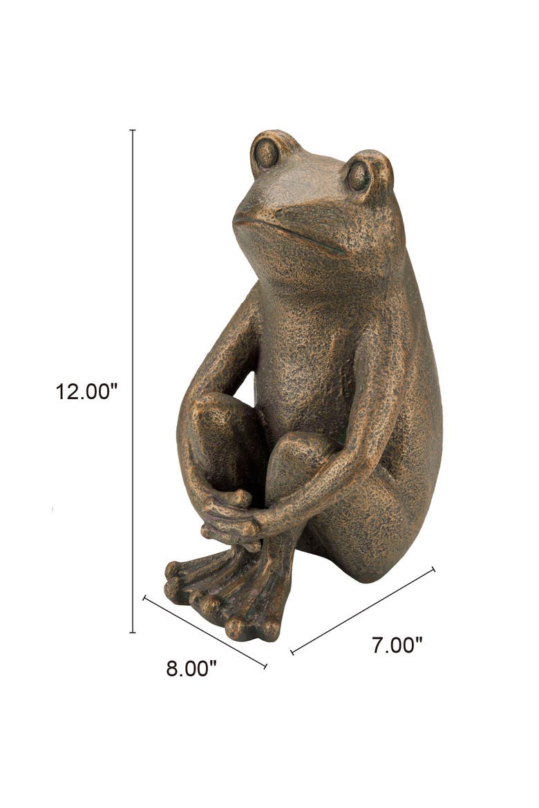 12"H Resin Bronze Squatting Frog Statue, Alternate, color, Brown