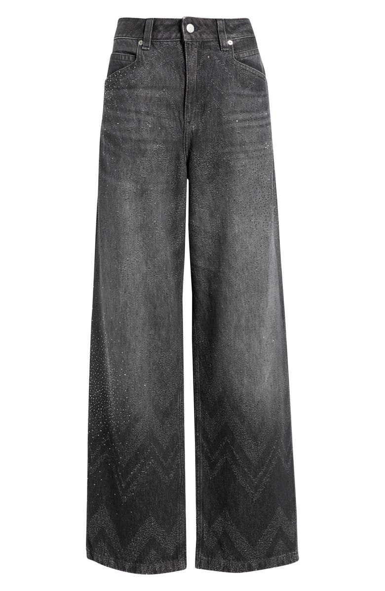 BOSS Orange Slouchy Rhinestone Wide Leg Jeans, Alternate, color, Black