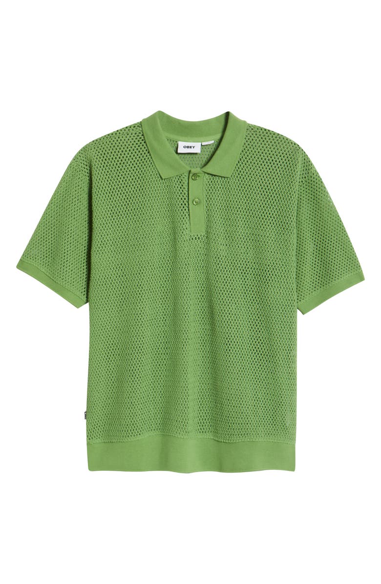 Obey Saratoga Open Stitch Cotton Polo, Alternate, color, Piquant Green