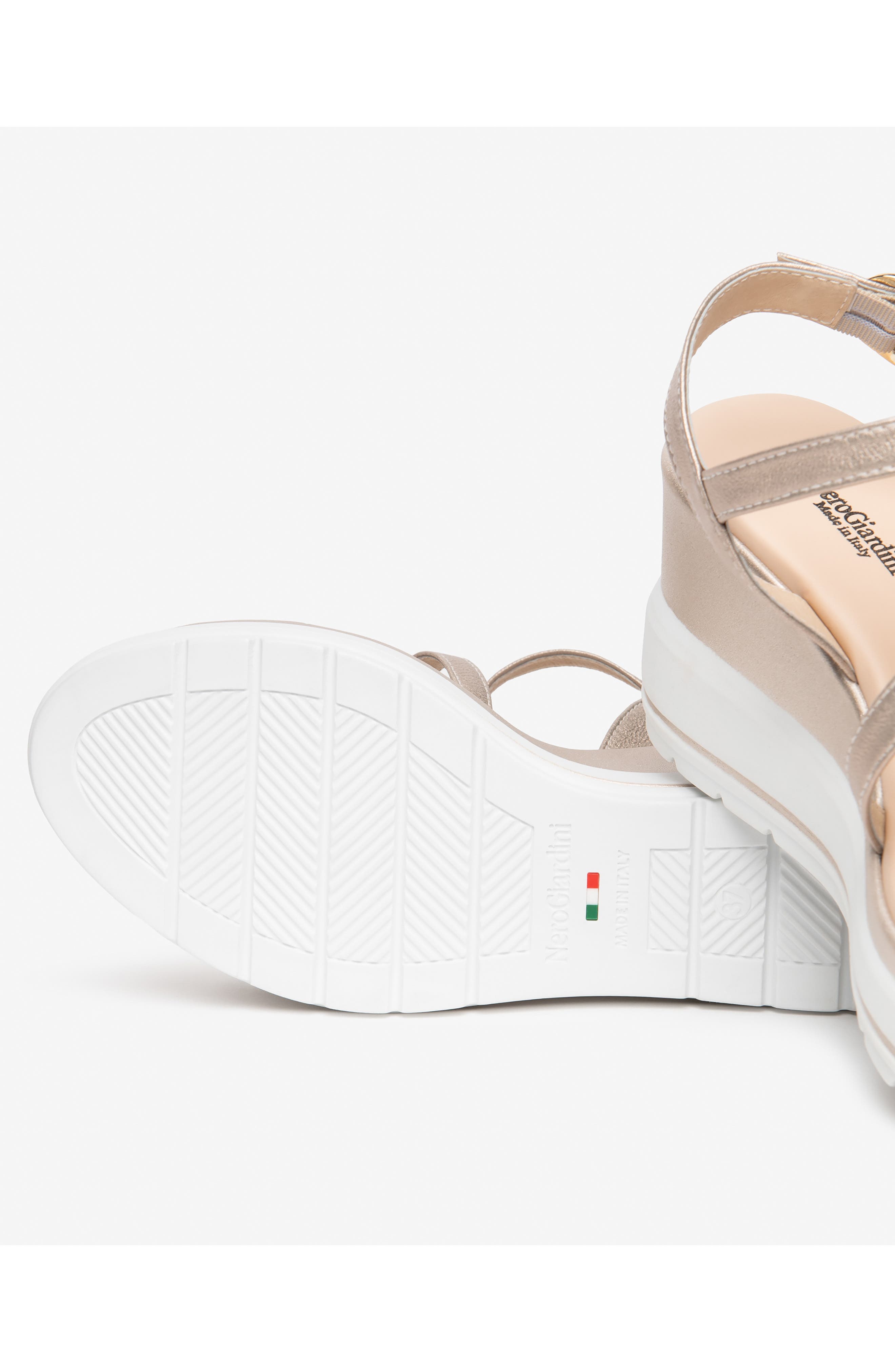 Chain Link Wedge Sandal, Alternate, color, WHITE
