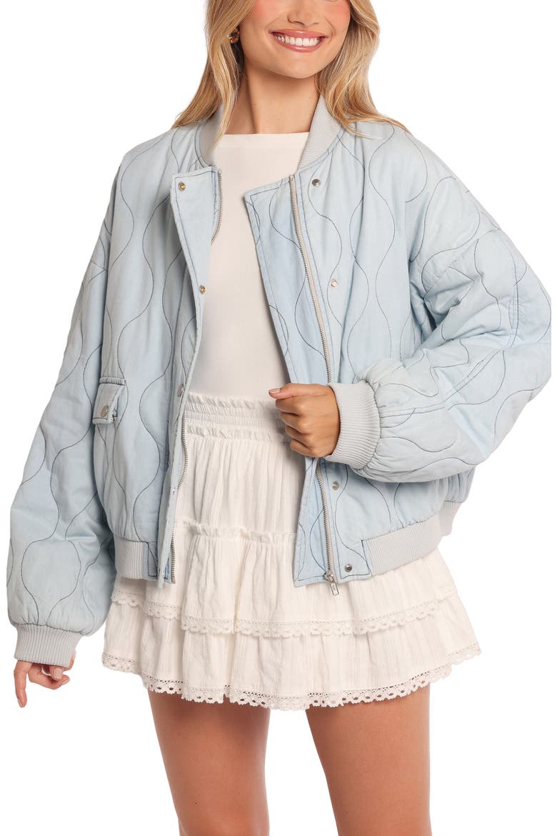 Keah Onion Quilted Bomber Jacket, Main, color, BLUE