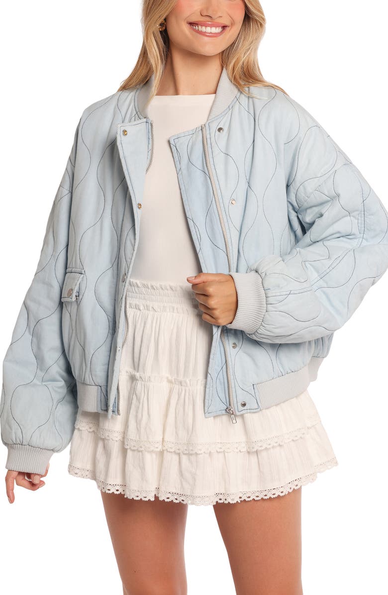 Petal & Pup Keah Onion Quilted Bomber Jacket, Main, color, Blue