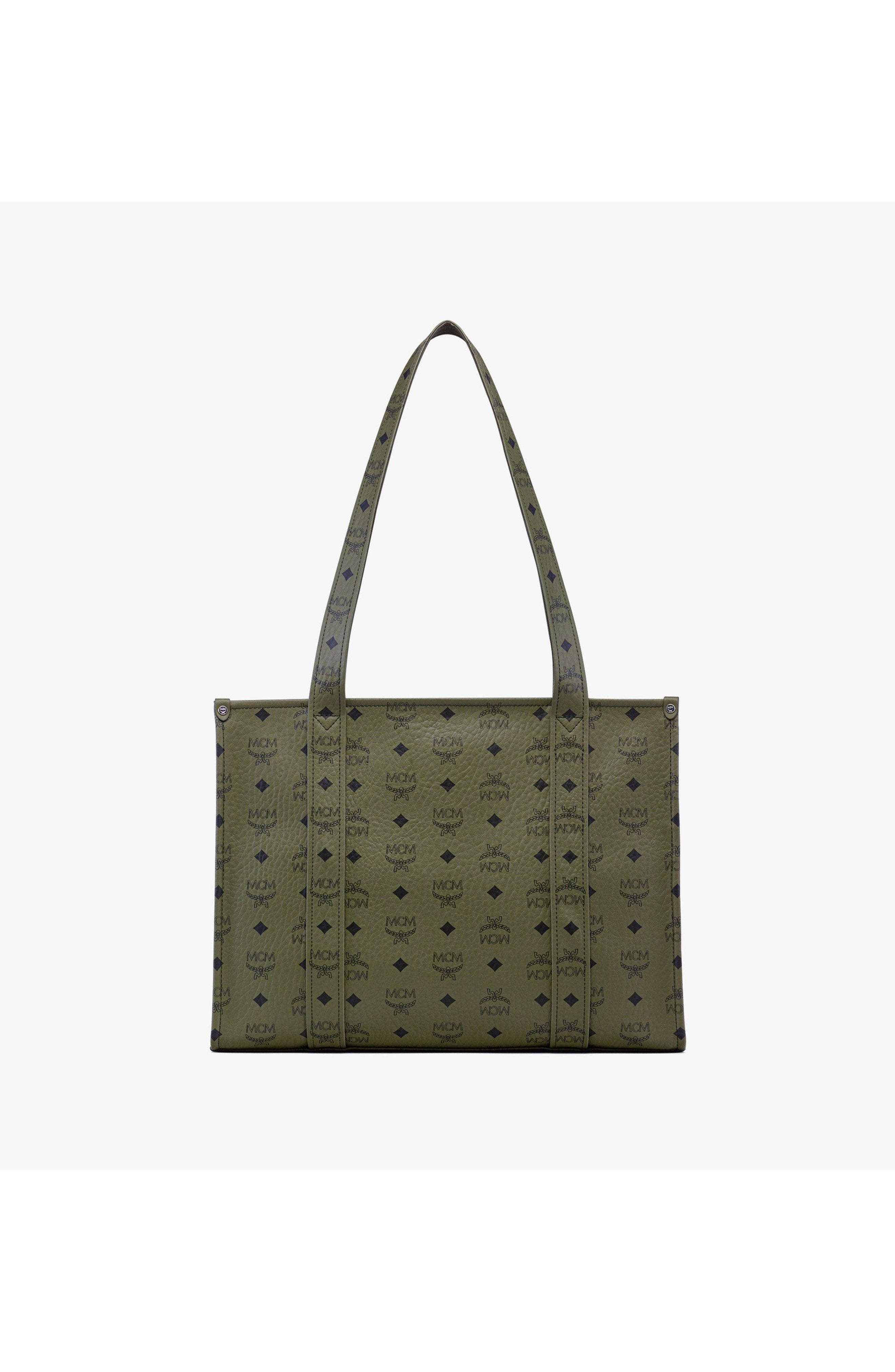 Large Aren School Bag Tote in Visetos, Alternate, color, Khaki Moss
