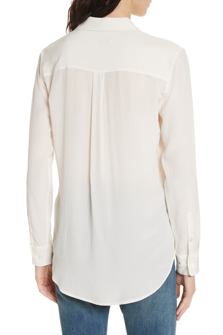 'Slim Signature' Silk Shirt, Alternate, color, BRIGHT WHITE