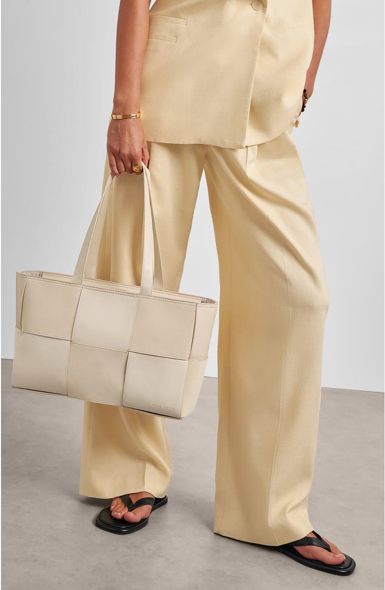 Katie Loxton Taya Woven Suedette Tote Bag, Alternate, color, Off White / Off White Suedette