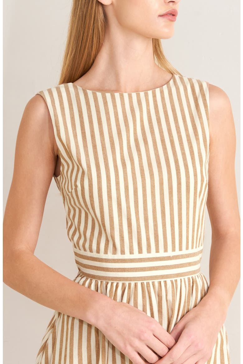Pinstripe Midi Dress, Alternate, color, RUST/ NATURAL