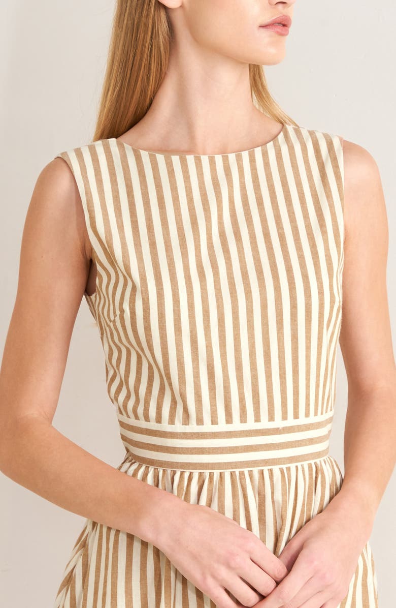FREEMARKET Pinstripe Midi Dress, Alternate, color, Rust/ Natural