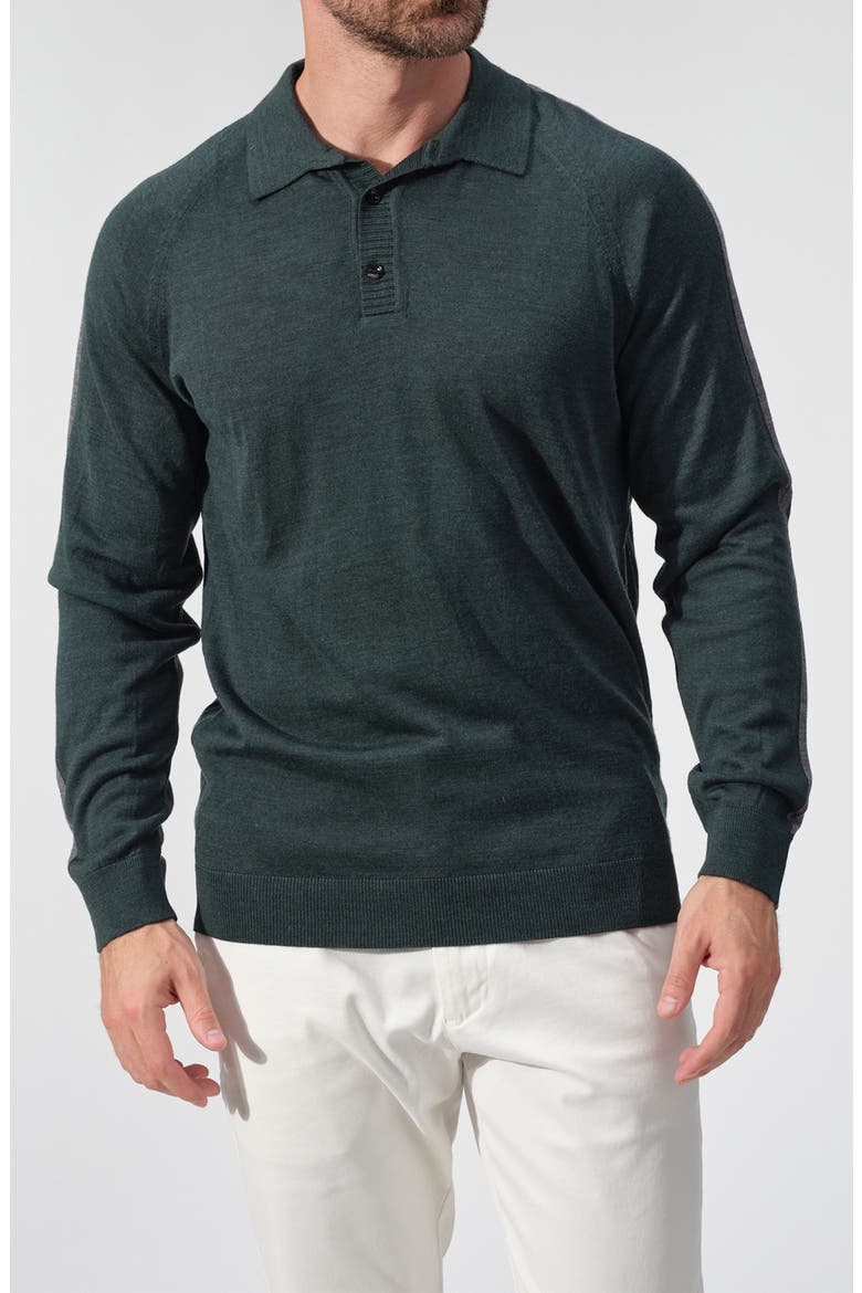 Merino Wool Polo Sweater, Main, color, PETROL