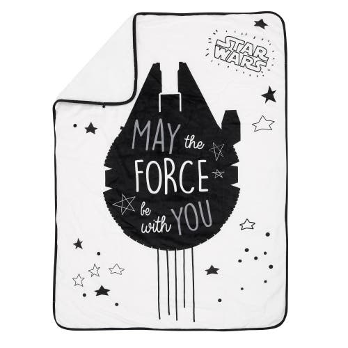 Lambs & Ivy Star Wars Millennium Falcon Soft Faux Shearling Baby Blanket In White