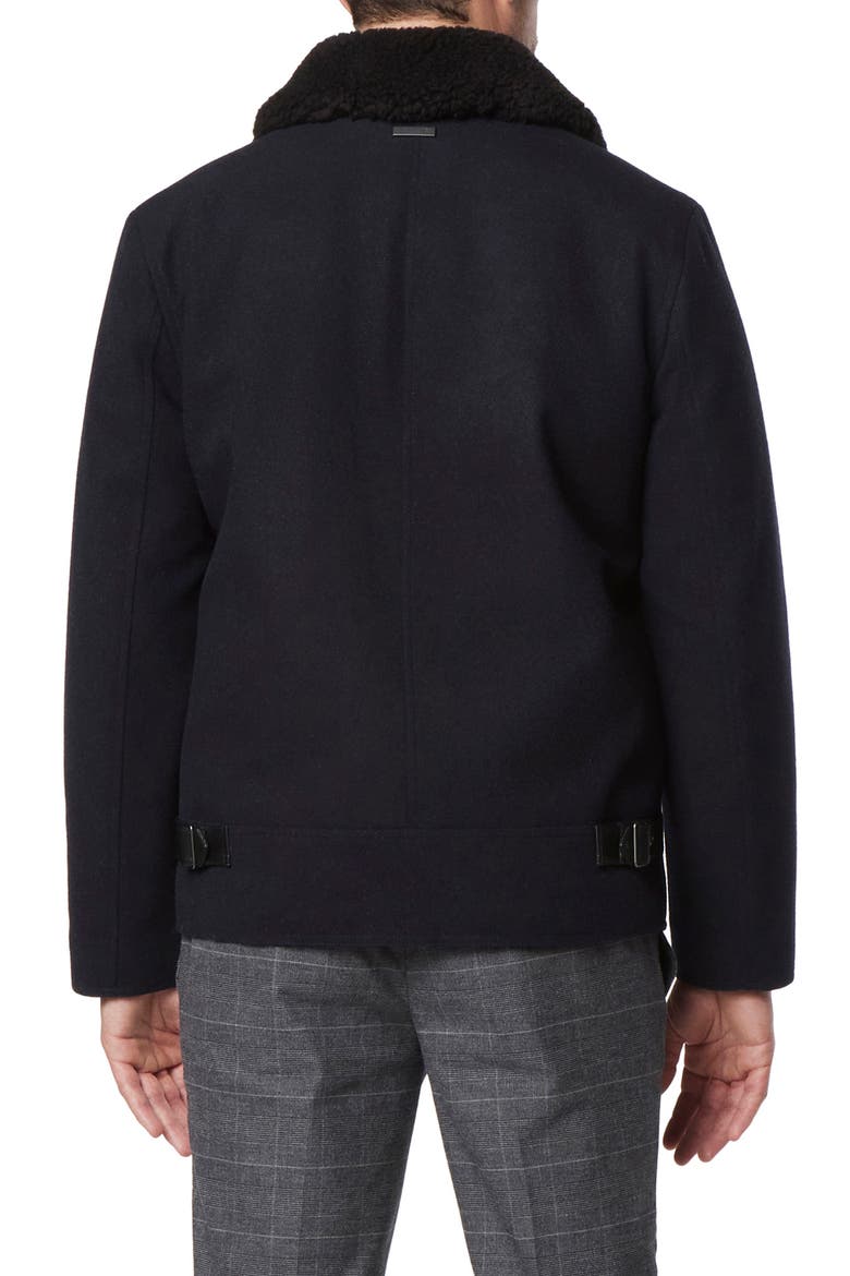 Hudson Water Resistant Faux Shearling Trim Jacket, Alternate, color, BLUE HEATHER