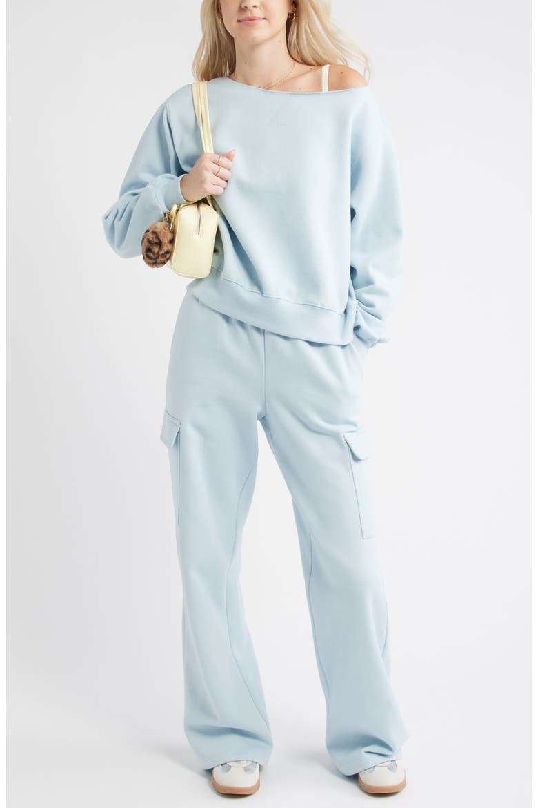 Baggy Wide Leg Cargo Sweatpants, Alternate, color, BLUE SKYRIDE